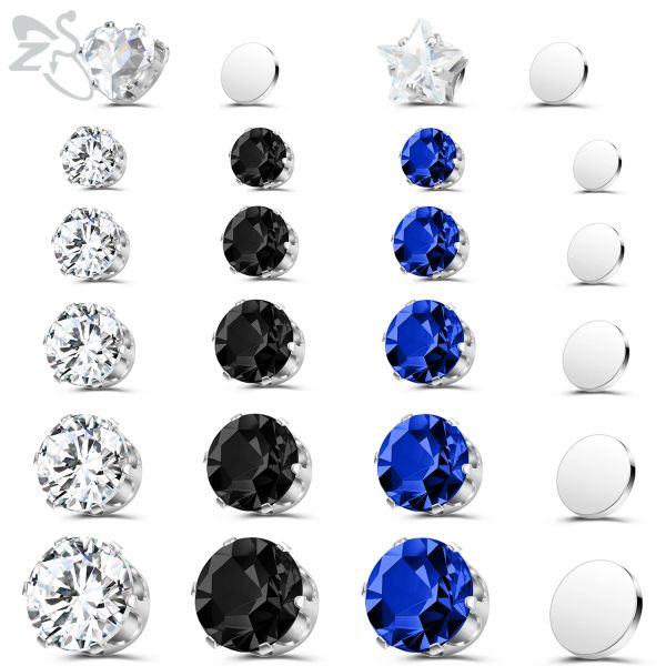 Boucles d'oreilles Zs 1 paire boucles d'oreilles magnétiques Clidons Black Bleu Cz Crystal Clip Couleur Star Nopierced Stud Oreing Bring Not Piercing Jewelry 48mm