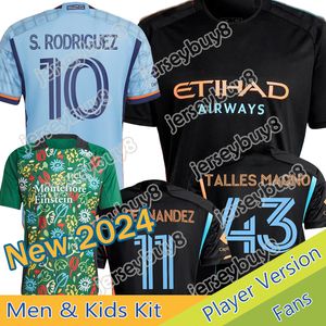 Día de la Tierra en Nueva York FC FC 2023 2024 Kit para niños de fútbol Jersey Men League 23/24 Camisa de fútbol Casa primaria NYCFC Sky Pre-Match Tira Magno Fernandez Rodriguez Keaton