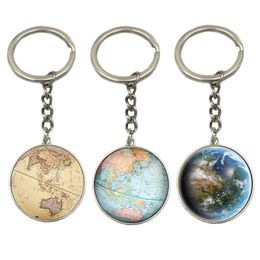 Earth Globe Art Hanger Sleutelhangers Cadeau Wereldreis Avonturier Sleutelhanger Wereldkaart Globe Sleutelhanger Jewelry242u