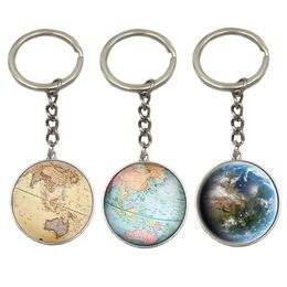 Earth Globe Art Pendant Kechains Gift World Travel Adventure Key Ring World Map Globe Keychain Jewelry3478