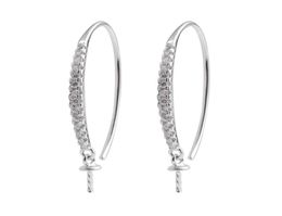 Earwire Findings 925 Sterling Silver Hook Pearl Drop Boucles d'oreilles Semi-Montage Zircon Cubique Bijoux 5 Paires4204806