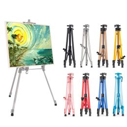 Easels Aluminium Easel Tripod Display Stand voor het schilderen van schets, telescopische hoogte verstelbare installatievrije kunstbenodigdheden tools