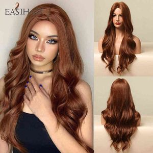 Easihair perruques synthétiques longues ondulées gingembre rouge brun cheveux naturels pour femmes Cosplay quotidien fibres résistantes à la chaleur perruque 220622
