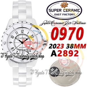 East 3K0970 Unisex Mens Dames Watch 38mm A2892 Automatische Super Ceramic Case White Dial Number Markers Ceramic Bracelet 2023 Super Edition Eternity Fashion Watches