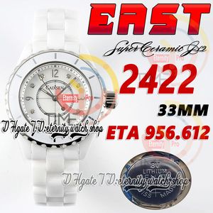 East BV2422 33 mm Watry Watch Eta A956.612 Movimiento de cuarzo Caso súper cerámica Marcadores de diamantes blancos Pulsera de cerámica 2023 SUPER Versión Eternity Woman Relojes