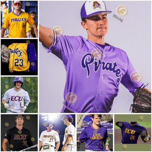 East Carolina Pirates Baseball Jersey Ryley Johnson Dixon Williams Jacob Starling Joey Berini Trey Yesavage Zach Root Wyatt Lunsford-Shenkman Custom Eccu Jerseys