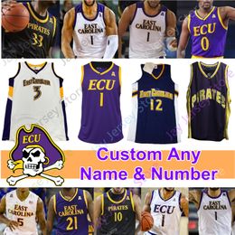 East Carolina Pirates Basketball Jersey NCAA Collège Basketball Jersey Blue Polyester Machable Washable