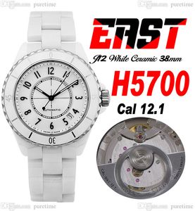 EAST J13 38mm H5700 A12.1 Automatique Hommes Dames Montre Unisexe Corée Céramique Cadran Blanc Numéros Marqueurs Céramique Bracelet Super Édition Femmes Montres Puretime