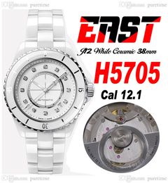 East J13 38 mm H5705 A12.1 Automatische heren dames unisex Watch Korea keramische witte wijzerplaat diamanten markers keramiek armband super editie dames horloges puretime