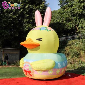 Publicité de Pâques gonflable joli canard avec oreilles de lapin gonflage modèle Animal de dessin animé oeufs soufflés à l'air décoration de fête d'événement