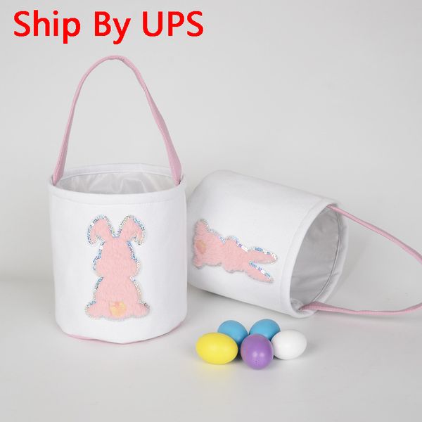 Panier de Pâques cadeaux de fête toile chasse aux œufs sacs de lapin pour enfants seaux de rangement de jouets de bonbons personnalisés avec poignée fournitures de fête