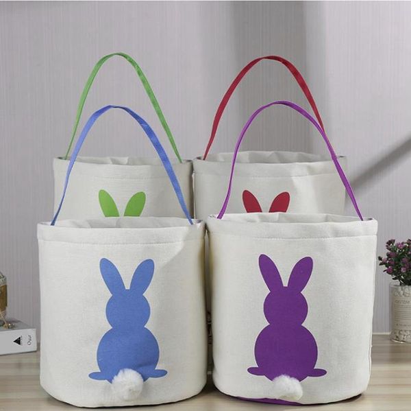 Panier de Pâques Paillettes Brodé Lapin Queue Seau BRICOLAGE À La Main Sac Fourre-Tout Bonne Fête De Pâques Paniers Décoratifs 16 Modèles BT896