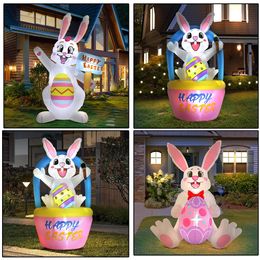 Lapin de pâques décoration pour la maison en plein air gonflable lapin décor fête jardin bricolage ornement avec lumière LED 240127