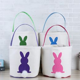 Oreilles de lapin de Pâques panier sac à main mélange couleur toile lapin de Pâques oreille sacs pour enfants cadeau seau dessin animé lapin carring oeufs paniers