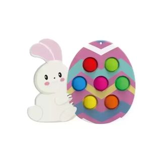 Easter Bunny Egg Fidget Toys Push Bubble Board Key Ring Sensory Puzzle Rainbow Silicone Finger Bubble Family Game FY3520