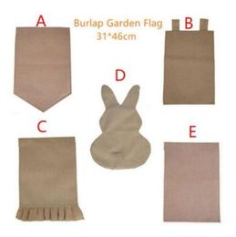 Easter Bunny Garden Flag Linen Rabbit Ruffles DIY Yard Hanging Flag House Decoration Portable Bunny Banner Ads Flags Streamers YP91