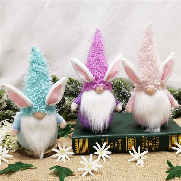 Lapin de pâques Gnome rose bleu, poupée de lapin sans visage, décoration de vacances pour la maison de pâques ou cadeau d'anniversaire pour enfants