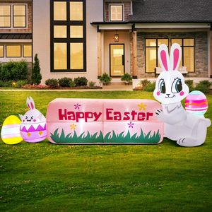 Lapin de pâques, décoration gonflable d'extérieur pour la maison, décorations d'œufs de lapin, lumière LED intégrée, accessoire de fête de jardin à faire soi-même, 240116