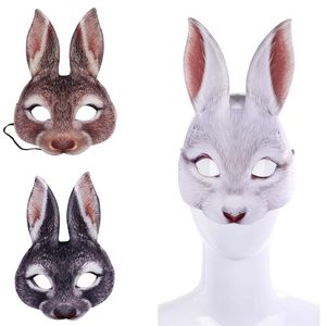 Masque de lapin de pâques, demi-visage, masque d'oreille de lapin EVA pour dames, Costume de fête, accessoire de Cosplay