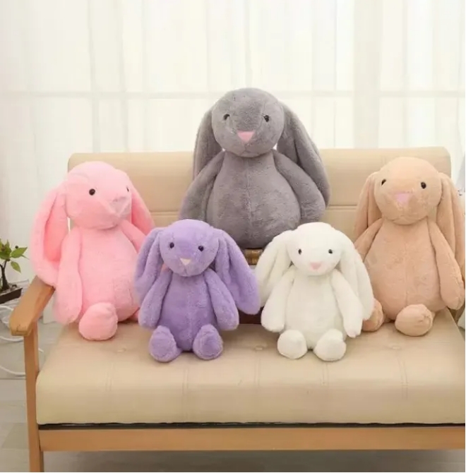 Easter Bunny Plush Toy Cartoon Simulator Long Ear Soft Rabbit fyllda Animal Doll Toys for Kids Birthday Christmas Girlvän