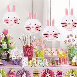 Easter Bunny Rabbit Print Round Paper Lantern Craft Diy Hanging Lantern Ball Birthday Pasen Paster Home Decorations Kids Gifts 220815