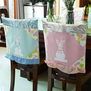 Paasstoelen Covers 48 * 48 cm Doek Bunny Pink Blue Kitchen Stoel Cover Happy Pasen Party Home Chair Decoration