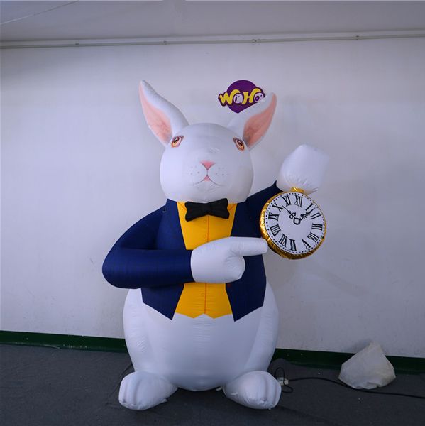 Mascotte d'Inflatables de ballon de lapin gonflable de jour de pâques avec la lumière de LED et le ventilateur pour la décoration extérieure