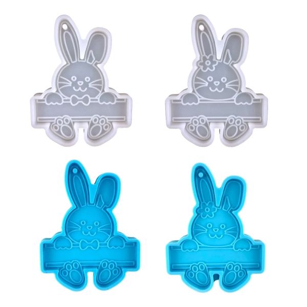 Série de Pâques Série Charmes résine coulée en silicone moule de lapin Keychain Pendante décorative Moule de bijoux pour l'artisanat de bricolage