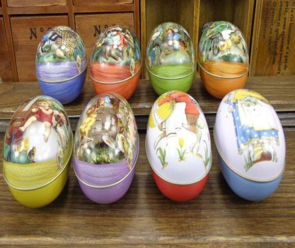Cabochons de décoration de pâques, boîte de rangement de bonbons en étain, œufs de pâques à la mode, 8 tous les motifs disponibles maintenant 2150331