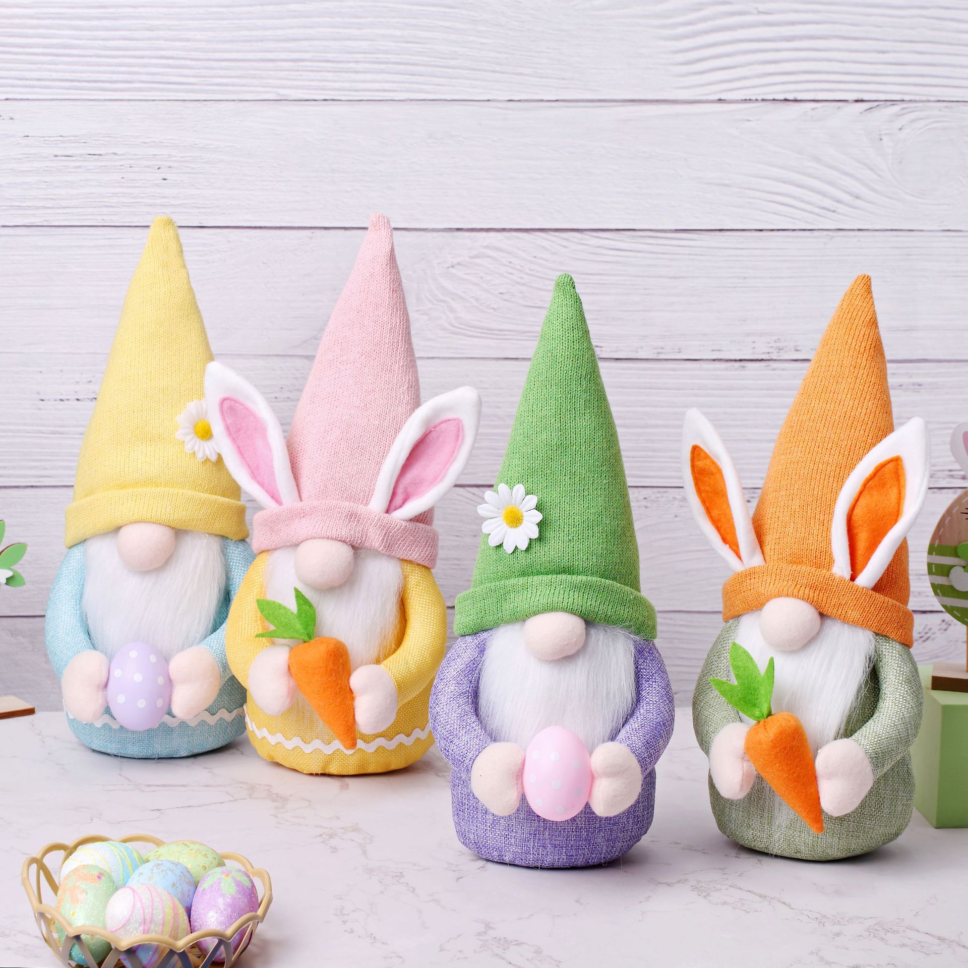 Poupée de décoration de Pâques faite à la main, nains de Pâques en peluche, lapin de Pâques, cadeaux de Pâques, ornements de Pâques mignons pour la maison, décorations de printemps intérieures