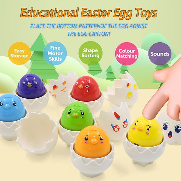 Pâques oeuf montessori jouets apprentissage forme de couleur correspondant à cache-cache œufs de panier de jouets éducatifs pour les tout-petits