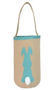 Bolsa de cesta de almacenamiento de huevos de Pascua, lindos bolsos de conejo con lentejuelas, bolsas de cola de conejito de peluche, regalos para niños, bolsa de dulces, cubo de lona Pur9966849