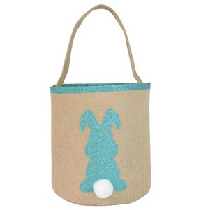 Oeufs de Pâques panier de rangement sac mignon paillettes lapin sacs à main en peluche lapin queue sacs bricolage enfants cadeaux bonbons sac toile seau Pur5212394