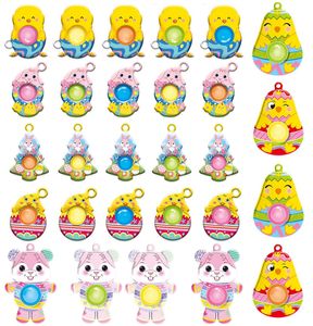 Pasen Fidget Speelgoed Mini Stress Relief Hand Toys Egg Bunny Chicken Shaped Anti Angst Dress Reliever Kids Toy Party Gunsten