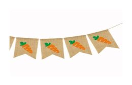 Pâque drapeau lin suspendu bannière colorée de lapins carottes tirages de décoration de décoration intérieure décorations de Pâques Party1579686