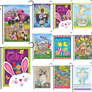 Easter Garden Flag Festivals Holidays Seasons Decoraties Accessoires Party Cartoon Drukbanner Buitentuin Vlaggen RRA834