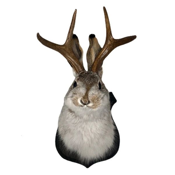 Cabeza de regalo de regalo de Pascua Antlas de la cabeza de la pared Decoración de la pared Montaje Taxidermia de los ciervos para la simulación del hogar Ornamentos de arte de resina 240521