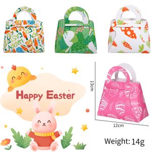 Pasen Gift Wrap Gedrukte Easter Bunny Bag Feestelijke DIY Rabbit Ears Basket Gepersonaliseerde Candy Gift Bag met handgreep feestartikelen