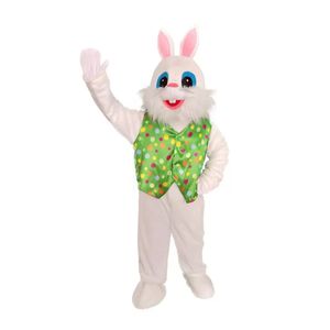 Chaleco verde de Pascua Disfraces de mascota de conejo de Pascua de peluche Vestido de fiesta de lujo de Navidad Traje de personaje de dibujos animados Traje Adultos Tamaño Carnaval Navidad Fursuit Tema Ropa