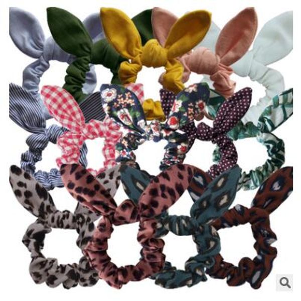 Pascua Hairbands Conejo Orejas Girls Bandas de pelo Bandas elásticas de goma de algodón Ponillo de caballo Corbata Banda de pelo Tela Accesorios para el cabello D26