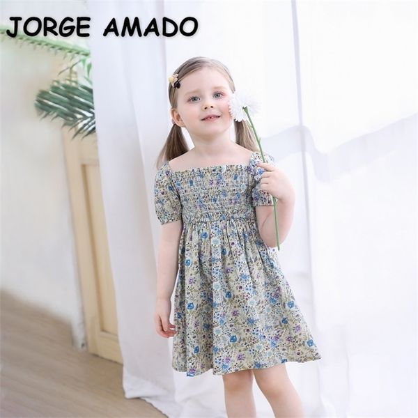 Vestido de niña de vacaciones de Pascua Manga corta Smocking Floral Flamenco Niños es Bebé E1 220426