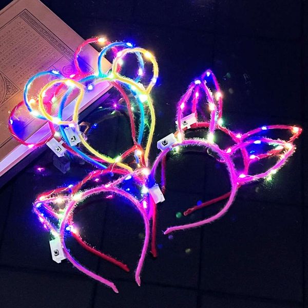 Diadema LED de Pascua Accesorio para el cabello Luz intermitente Tocado Conejito Mujer Chica Sombreros intermitentes Pascua Cosplay Accesorios de vestir Diadema navideña Palo para el cabello L009