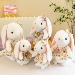 Pâques Nouveau Lapin En Peluche Poupée En Peluche Jouet Mignon Fleur Imprimer Robe Petit Lapin Scratch Machine Poupée Poupée Cadeau