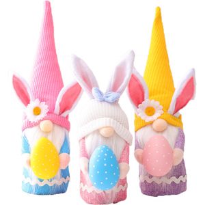 Pasen ornamenten met de hand gemaakt gezichtloos pluche pop gnome konijntje met paasei home decor lente giften voor kinderen jk2102xb