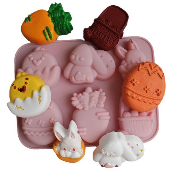 Outils de pâtisserie pour gâteaux de pâques, œufs de lapin en forme de carotte 3D, gelée de chocolat, Pudding, Dessert, moules de cuisson Q653