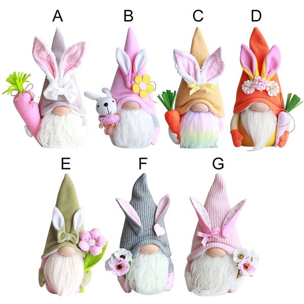 Décorations de fête de pâques, lapin Gnome nain avec carottes, jouets cadeaux pour enfants, décoration de maison de printemps