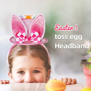 Easter Party Favor Girl Cartoon Bunny Ear Hairband Toss Egg Glisten Konijnen Ears Haarspeld Paasfeest Hoofdtooi Cosplay Hoofdkleding geschenken