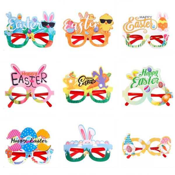 Lunettes de fête de Pâques cadre poussin oeuf lapin joyeux Pâques Photo accessoires stand verre enfants et adultes printemps événement décor