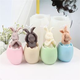 Paasfeest Handmade 3D Rabbit Soap Candle Mold Easter Eggshell Bunny Aroma Mallen