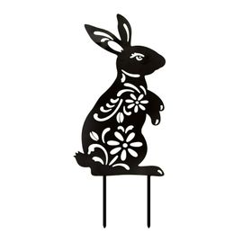 Paasfeest konijn tuindecoraties inzetten acryl uitgehold uit konijnvormig outdoor dierkunst gazon tuin silhouet